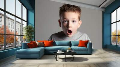 funny portrait of kid.handsome little boy Wall mural