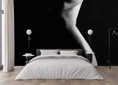 Nude Woman silhouette under light in the dark Wall mural