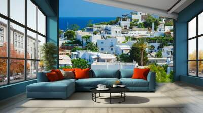 a view of panarea island with typical white houses, italy. Wall mural