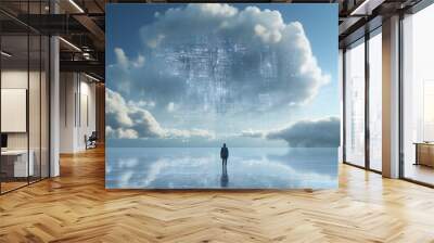 Generative ai man in cloud data storage global service network Wall mural