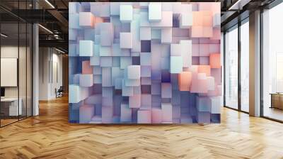 Generative ai retro cube abstract background pattern pastel tone Wall mural