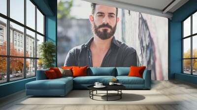 young handsome attractive bearded model man Wall mural