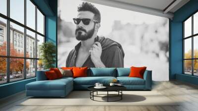 young handsome attractive bearded model man Wall mural