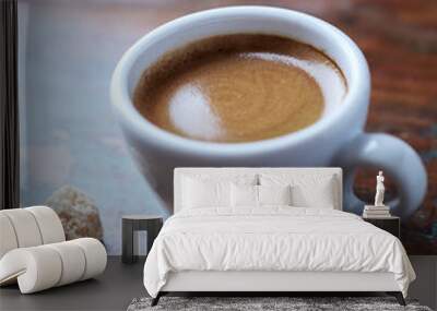 Cup of coffee on rustic wooden background. Close up.	 Wall mural