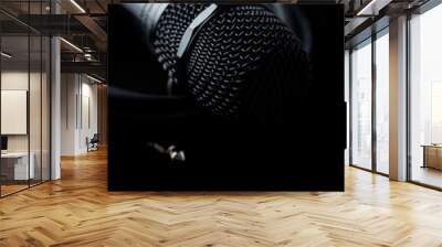 Microphone on black background. Close up. Wall mural