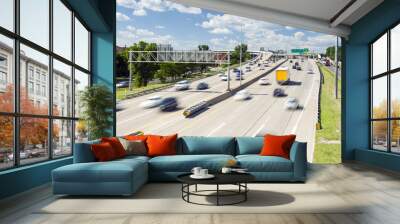 Moderate traffic on the highway, USA Wall mural