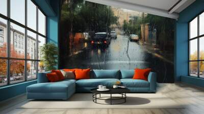 rain on the street Wall mural