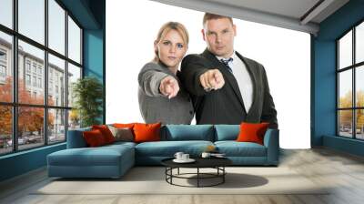 business people pointing at the camera Wall mural