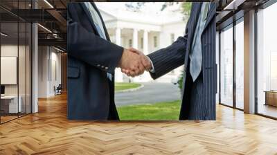 political handshake at the white house Wall mural