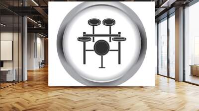 electronic drum kit simple icon on round background Wall mural