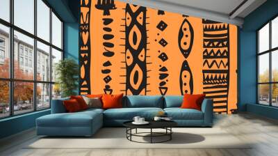 Abstract African Tribal Pattern Orange Background Wall mural