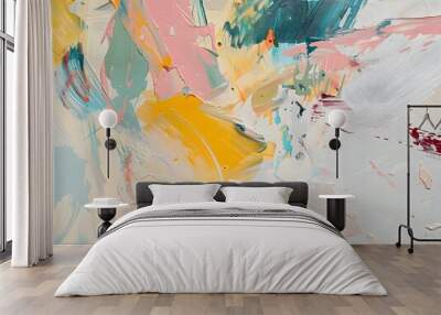 Abstract Expressionist Painting with Thick Brushstrokes and Pastel Colors Wall mural