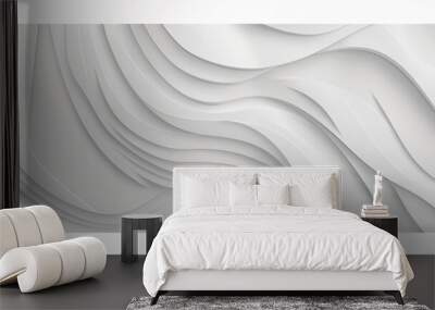 Abstract White Wave Pattern - Minimalist Design Wall mural