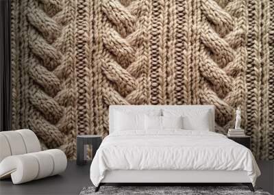 Beige Cable Knit Texture Background Wall mural