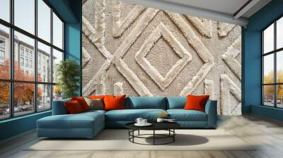 Beige Carpet Texture with Geometric Diamond Pattern Wall mural