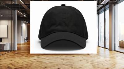 Black cap mockup isolated on plain white background for versatile design showcasing Wall mural