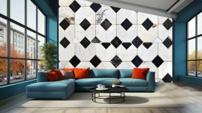 Black Diamond Marble Tile Octagonal Pattern Wall mural