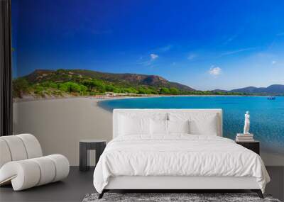 Palombaggia sandy beach with pine trees and azure clear water, Corsica, France, Europe. Wall mural