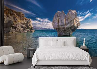 Preveli beach on Crete island with azure clear water, Greece, Europe Wall mural