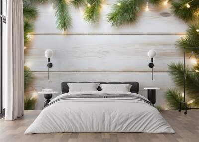 Christmas & New Year Festive Wooden Background Wall mural