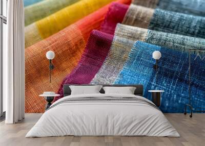 Colorful Linen Fabric Swatches for Interior Design Wall mural