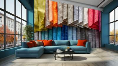 Colorful Linen Fabric Swatches for Interior Design Wall mural