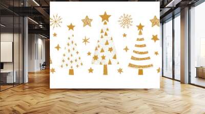 golden christmas tree Wall mural