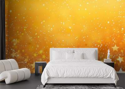 Golden Stars Falling on Orange Background Wall mural