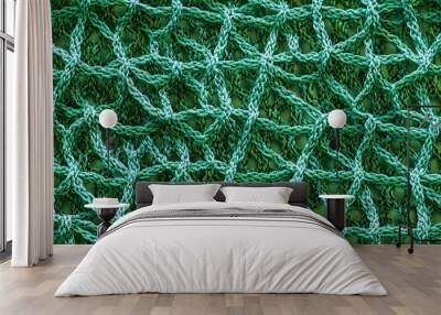 Green Knitted Mesh Fabric Texture Background Wall mural