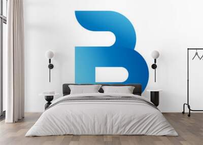 B letter blue flat vector logo template Wall mural