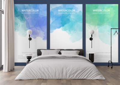 Big bundle set of light colorful vector watercolor backgrounds for banner or flyer Wall mural