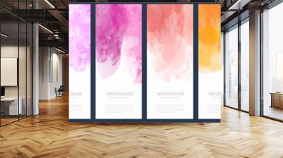 Big bundle set of light colorful vector watercolor vertical backgrounds for poster, banner or flyer Wall mural