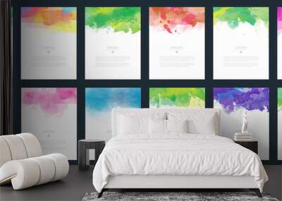 Big set of bright colorful vector watercolor background for poster, brochure or flyer Wall mural