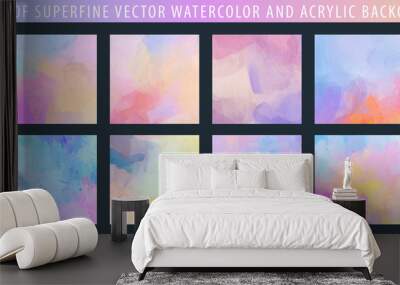 Big set of light pale vector colorful watercolor and acrylic backgrounds for poster, brochure or flyer Wall mural