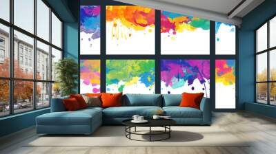 Bright colorful vector watercolor splash background set Wall mural