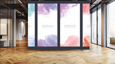 Bundle set of light colorful vector watercolor vertical backgrounds for poster, banner or flyer Wall mural