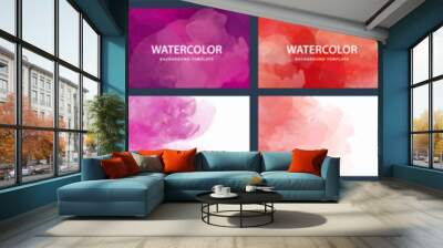 Bundle set of vector colorful watercolor backgrounds for business card or flyer template Wall mural