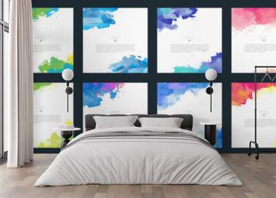 Colorful vector watercolor background template set for brochure, poster or flyer Wall mural