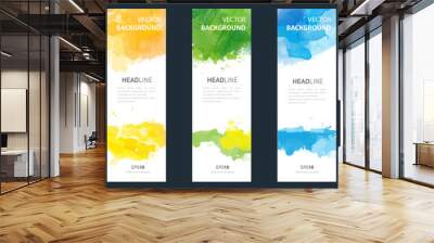 Flyer or banner template design bundle set with watercolor background. Wall mural