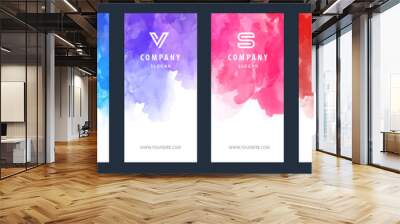 Flyer or banner template design bundle set with watercolor background Wall mural