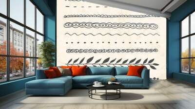 Hand drawn doodle line border frame elements set Wall mural