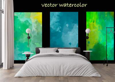 set of abstract watercolor green banners Wall mural