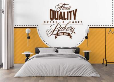 Vector bakery flat label template for fresh bread Wall mural