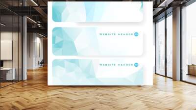 Vector blue ice design template set of banner, header for website with triangle geometric background Wall mural