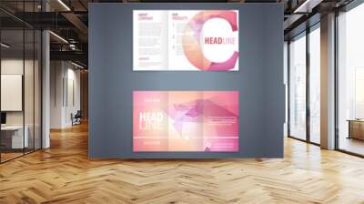 Vector modern tri-fold brochure design template set with colorful polygonal background and letter design element. Best corporate style layout  Wall mural