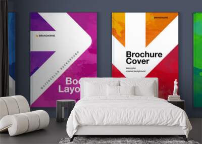 Watercolor A4 booklet colourful cover bundle set with arrow signs Wall mural