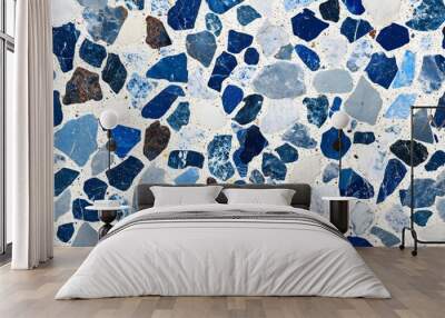 Seamless Blue and White Terrazzo Texture Wall mural