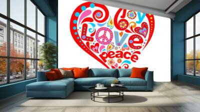 Hippie heart Wall mural