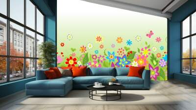 Seamless funny floral background Wall mural