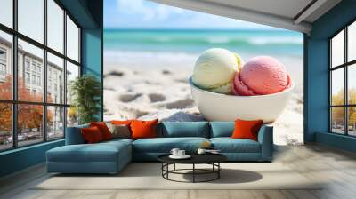 Ice Cream Delight: Three Scoops on the Beach